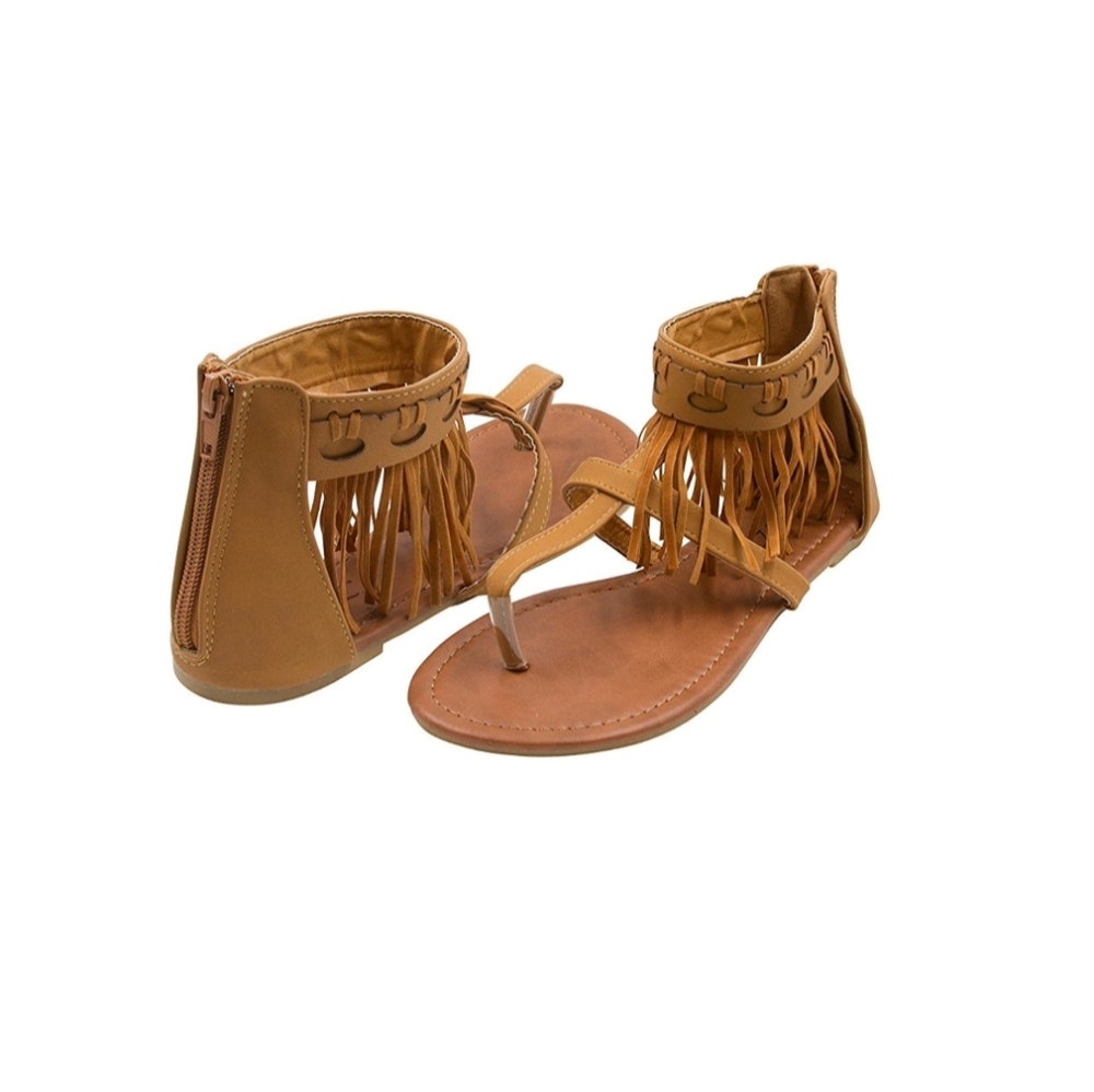 Fringe Ankle Back Zip Sandals sz 5/6 NWTS